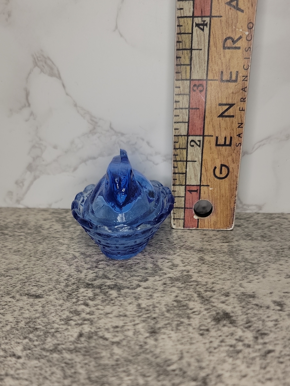 Mini Mania Blue Glass Bunny Rabbit on a nest salt cellar - Picture 8 of 8